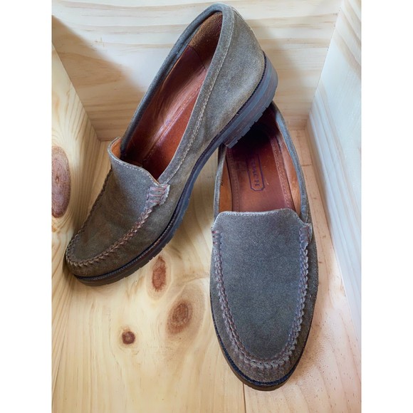 Coach Sage Green Suede Loafers Size 7 - Picture 1 of 9